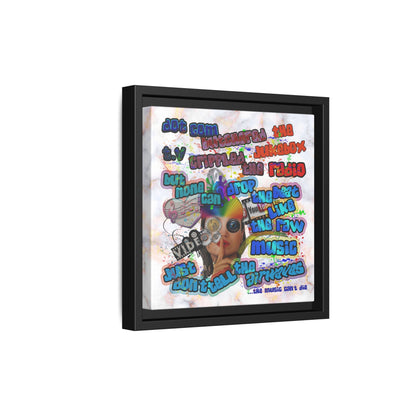 drop the beat - framed canvas art (white marble)