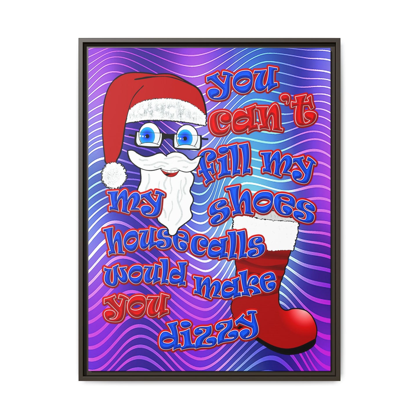 santa's shoes - framed canvas art (purple wave)