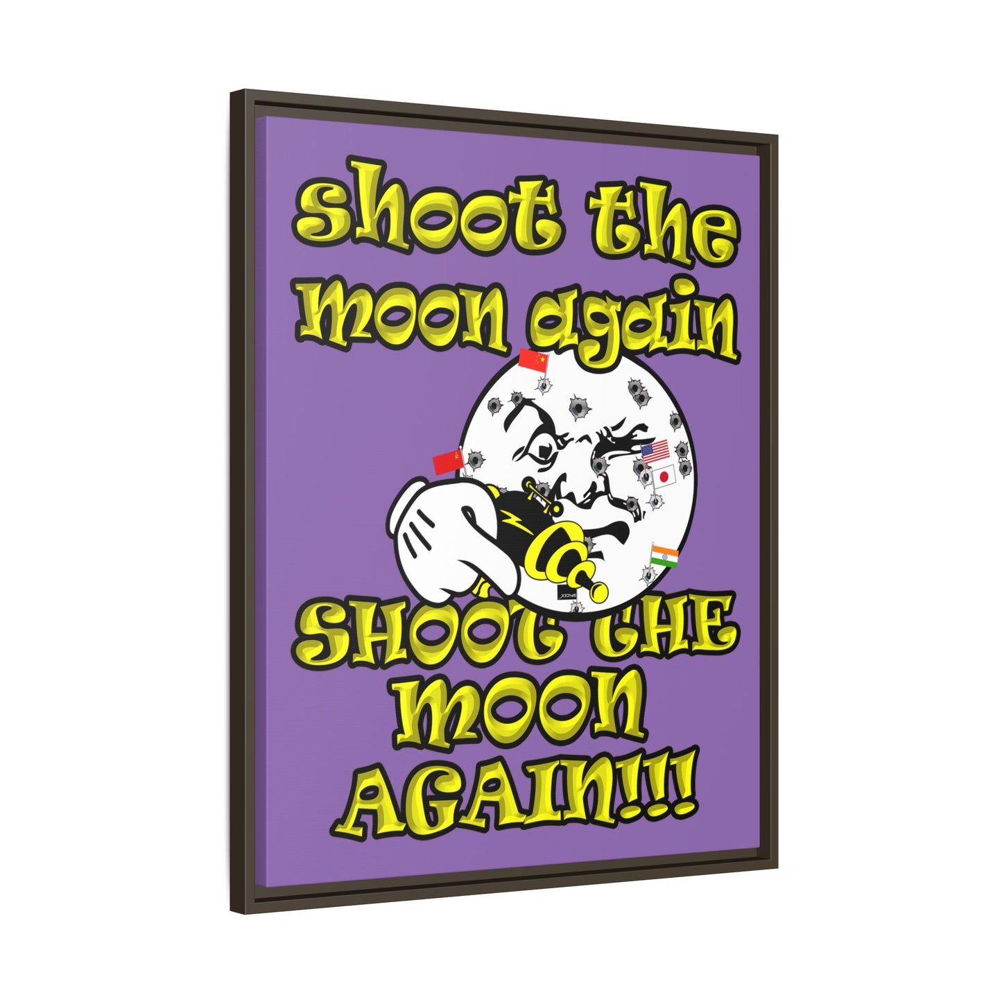 shoot the moon again - framed canvas art (light purple)