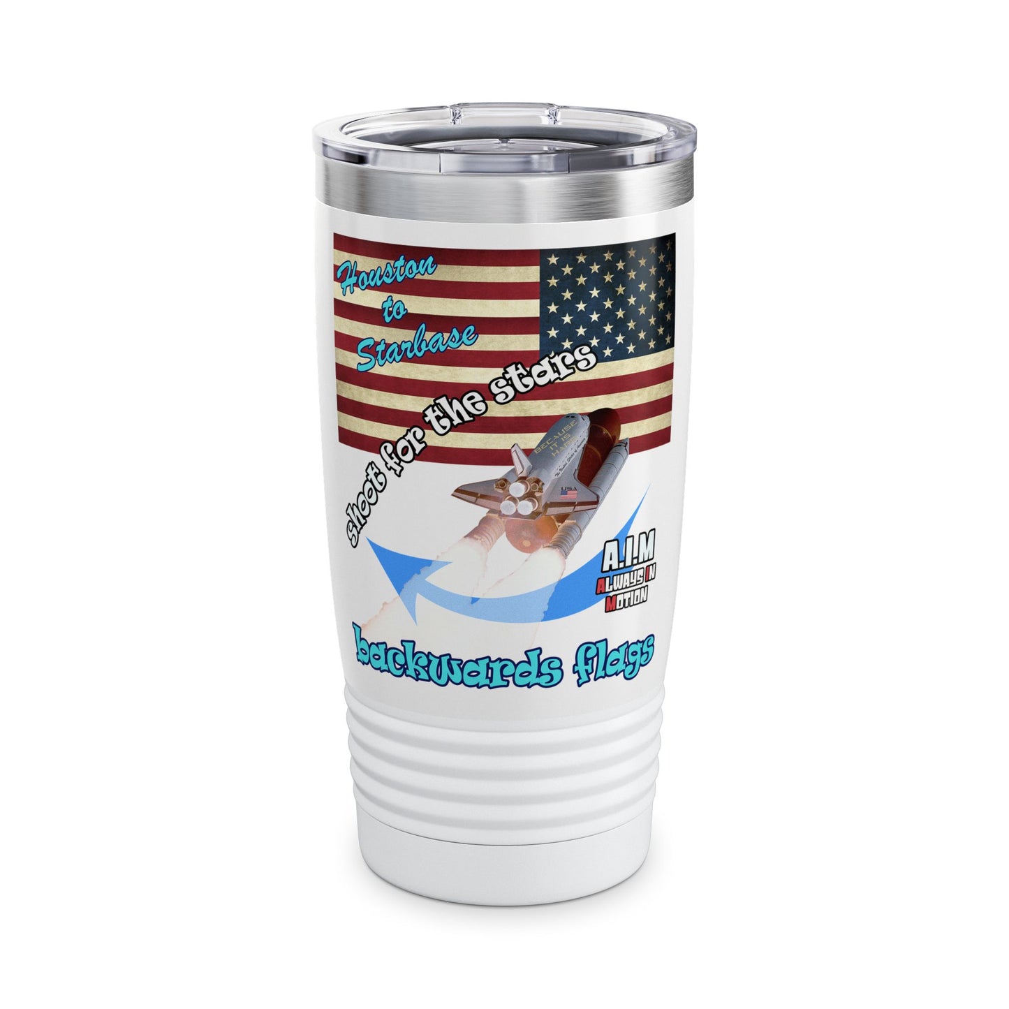 shoot for the stars - Ringneck Tumbler, 20oz (white)