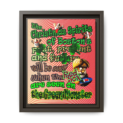 christmas spirits of boston - framed canvas art (yellow-orange wave)