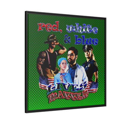 rw&b lives matter - framed canvas art (logo green)