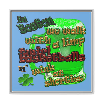 celtics logo - framed canvas art (light blue)