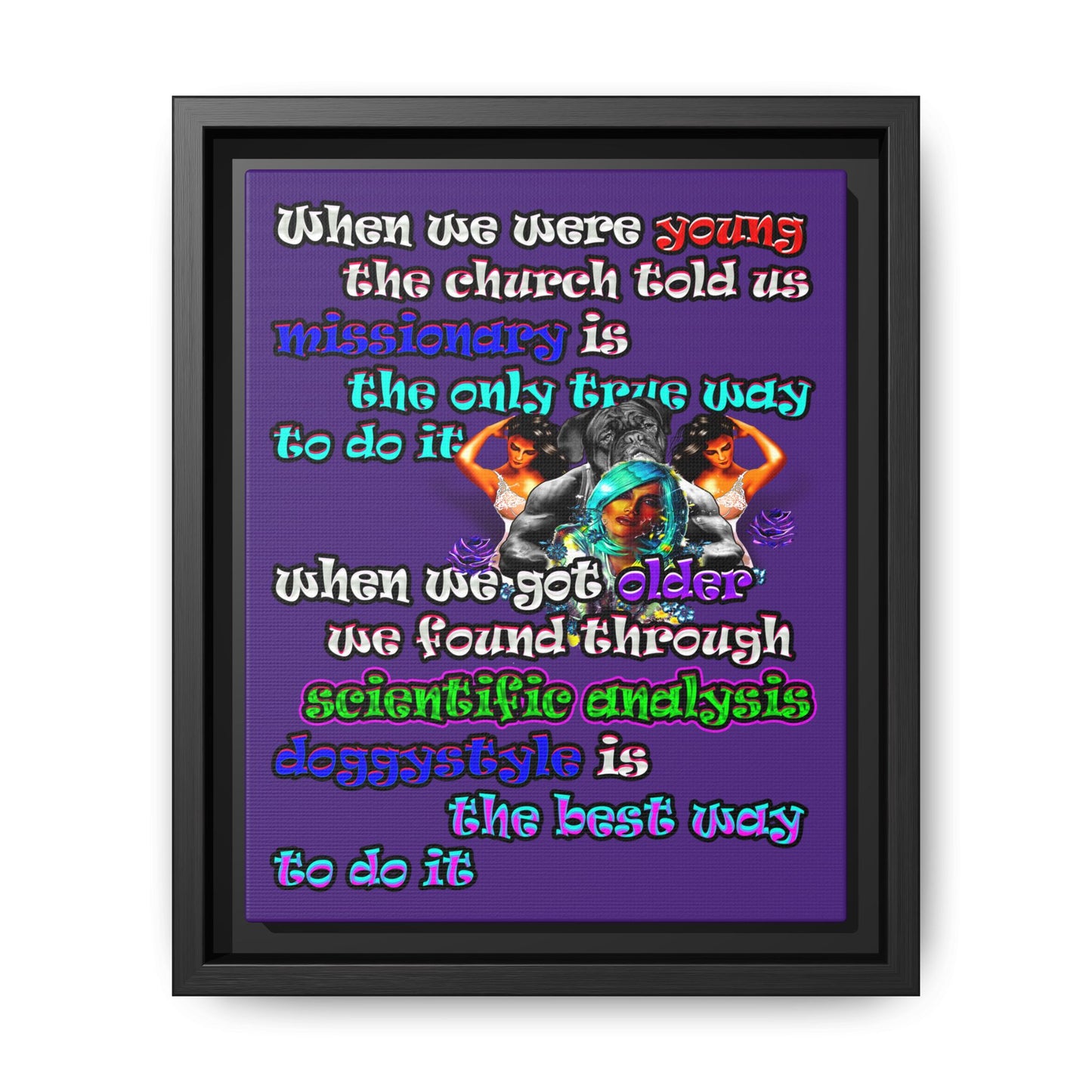 doggystyle - framed canvas art (purple)