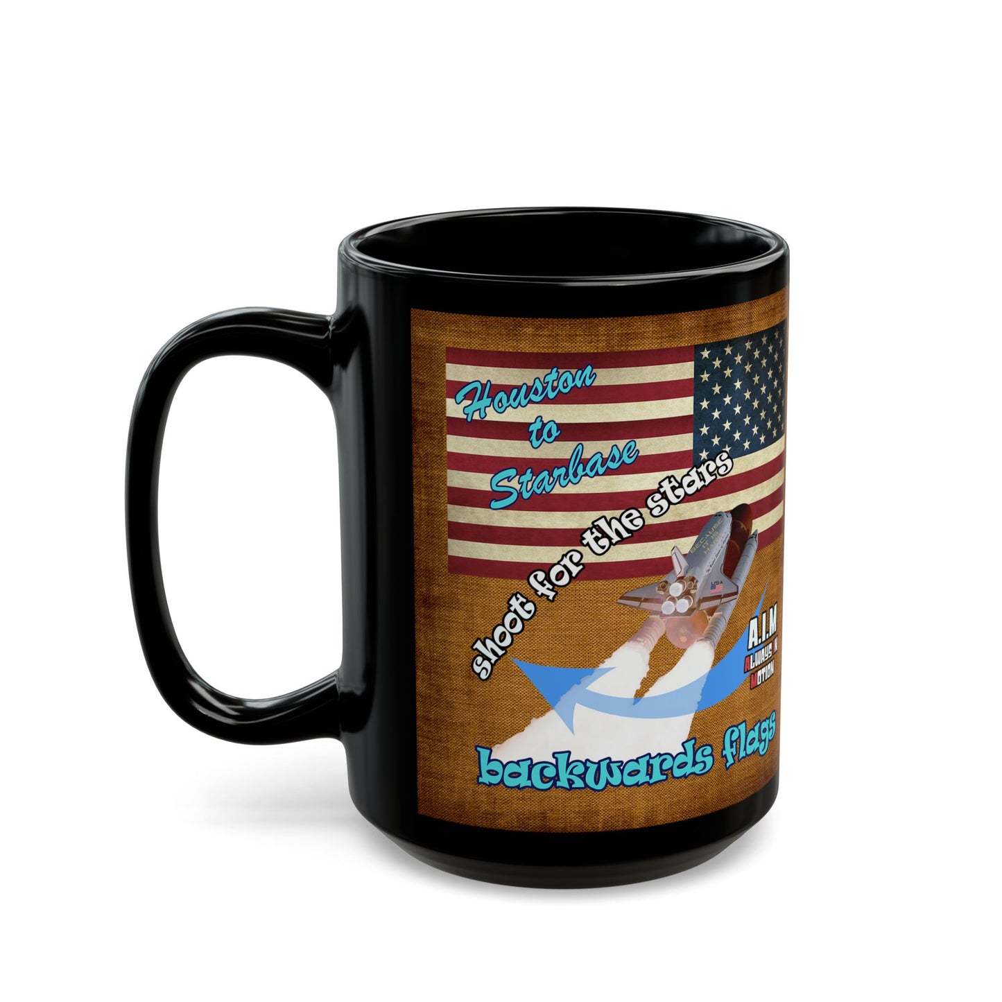 shoot for the stars - Black Mug (brown papyrus)