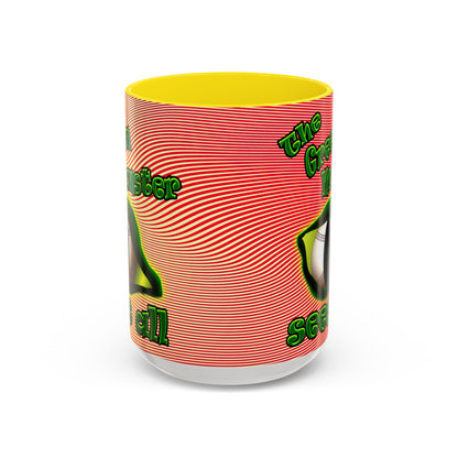 green monster - Accent Mug (yellow-orange wave)
