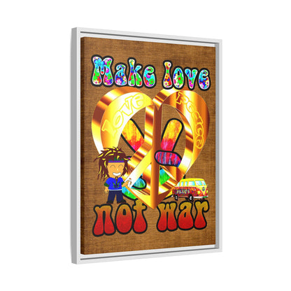 love peace - framed canvas art (brown papyrus)