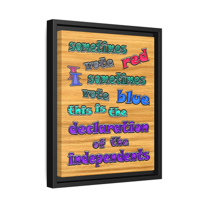declaration of the independents - framed canvas art (butterscotch wood finish)