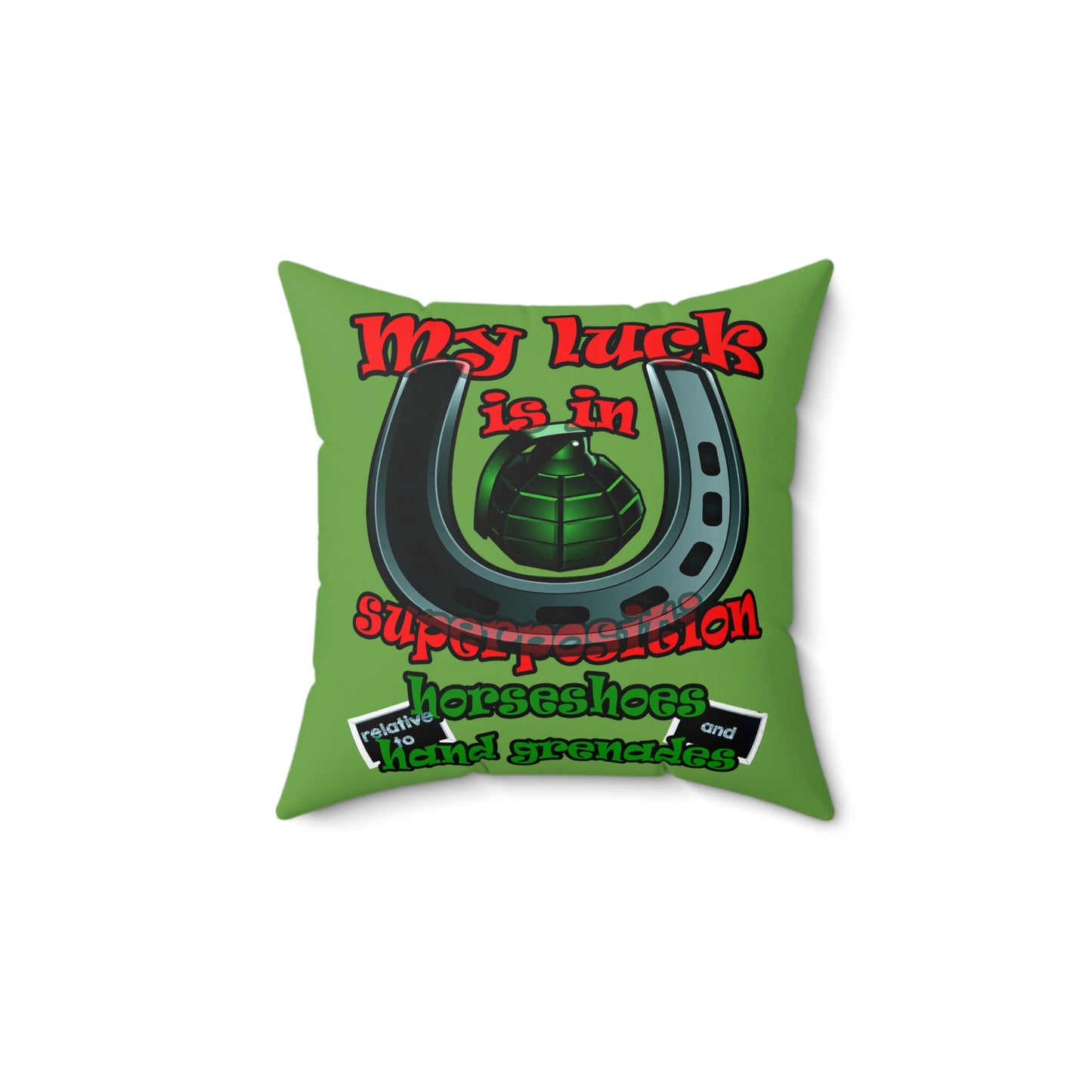 my luck - Spun Polyester Square Pillow - (green)