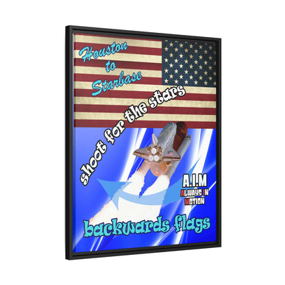 shoot for the stars - framed canvas art (blue-white wave)