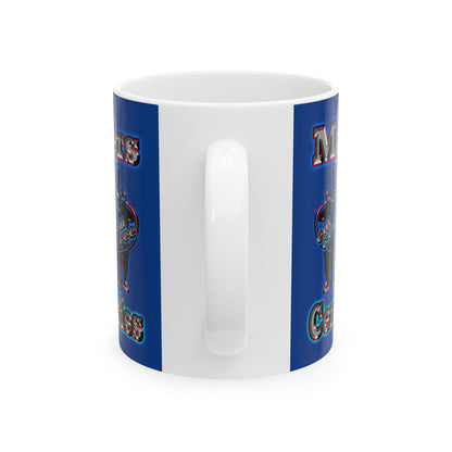 em cee squared - White Mug (dark blue)