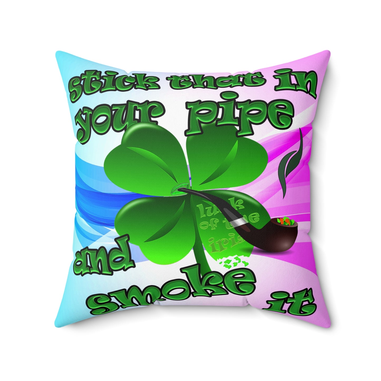 celtics logo - Spun Polyester Square Pillow - (light blue-pink wave)