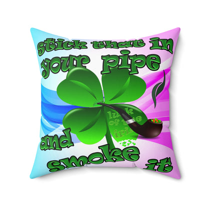 celtics logo - Spun Polyester Square Pillow - (light blue-pink wave)