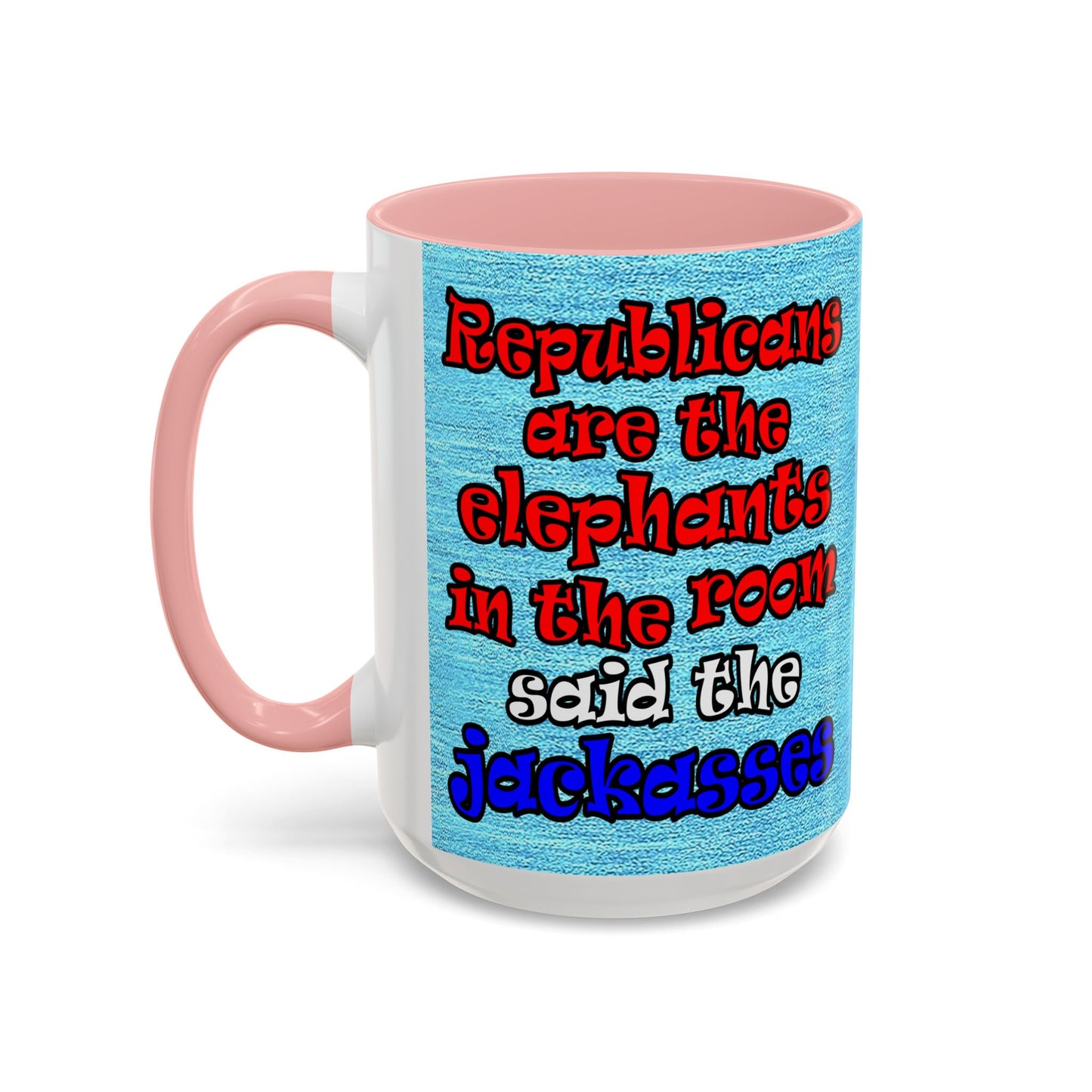 donkeys and elephants - Accent Mug (faded blue)