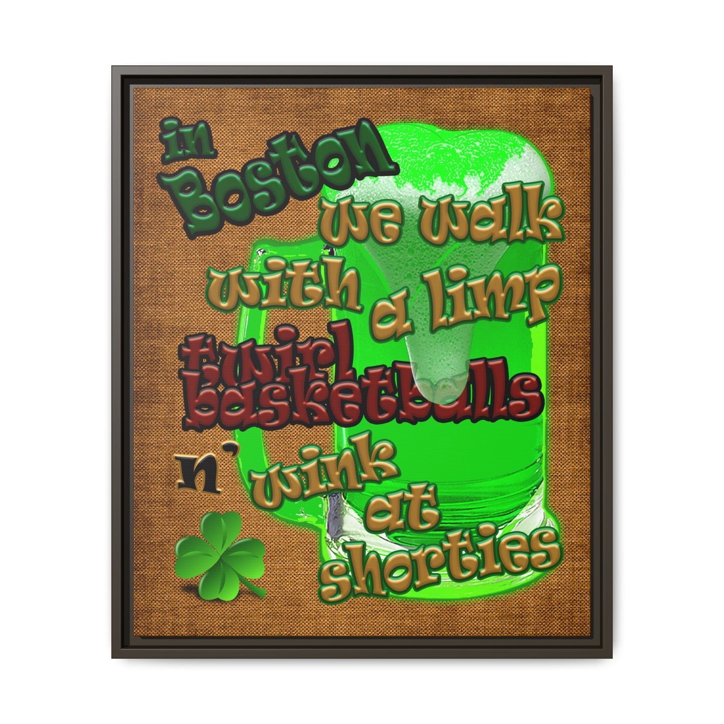 celtics logo - framed canvas art (brown papyrus)