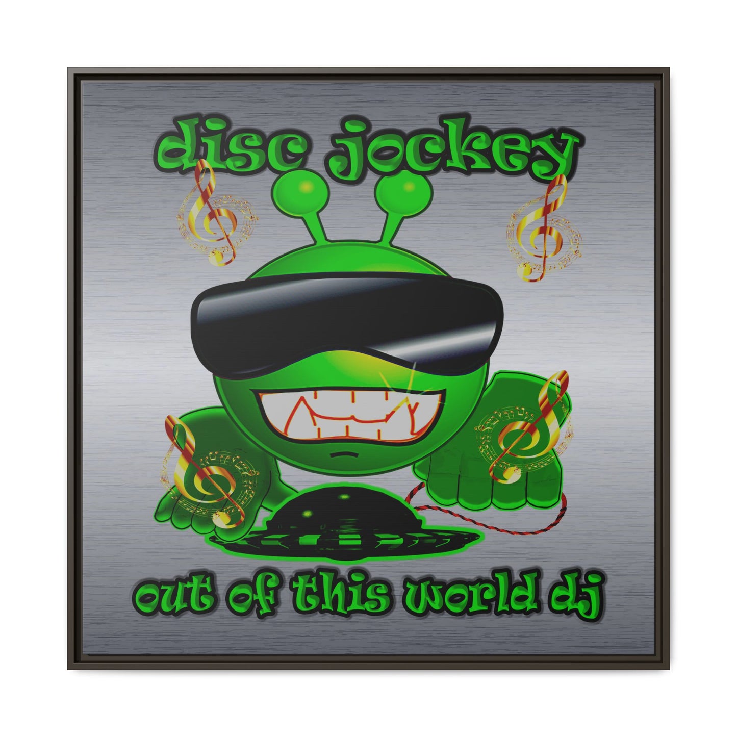 disc jockey - framed canvas art (brushed nickel)