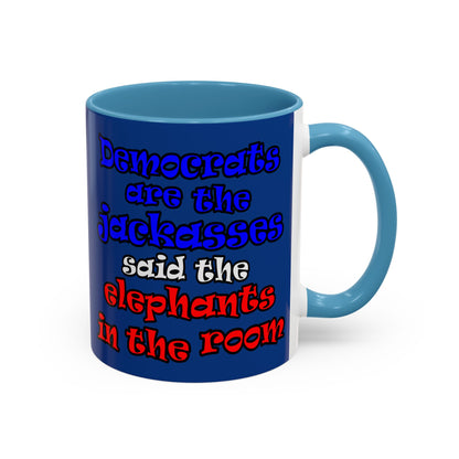 donkeys and elephants - Accent Mug (dark blue)