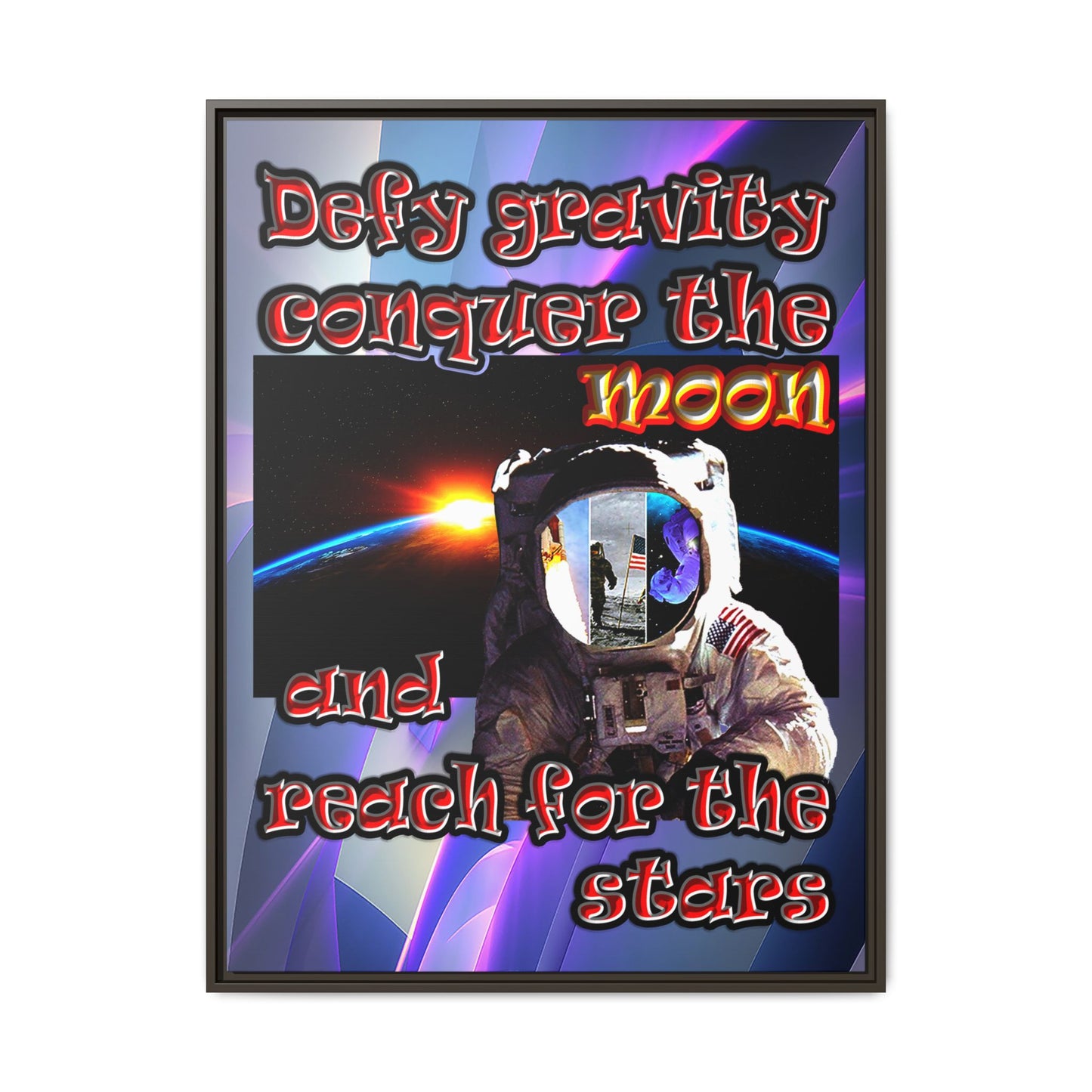 defy conquer reach - framed canvas art (grey-pink wave)