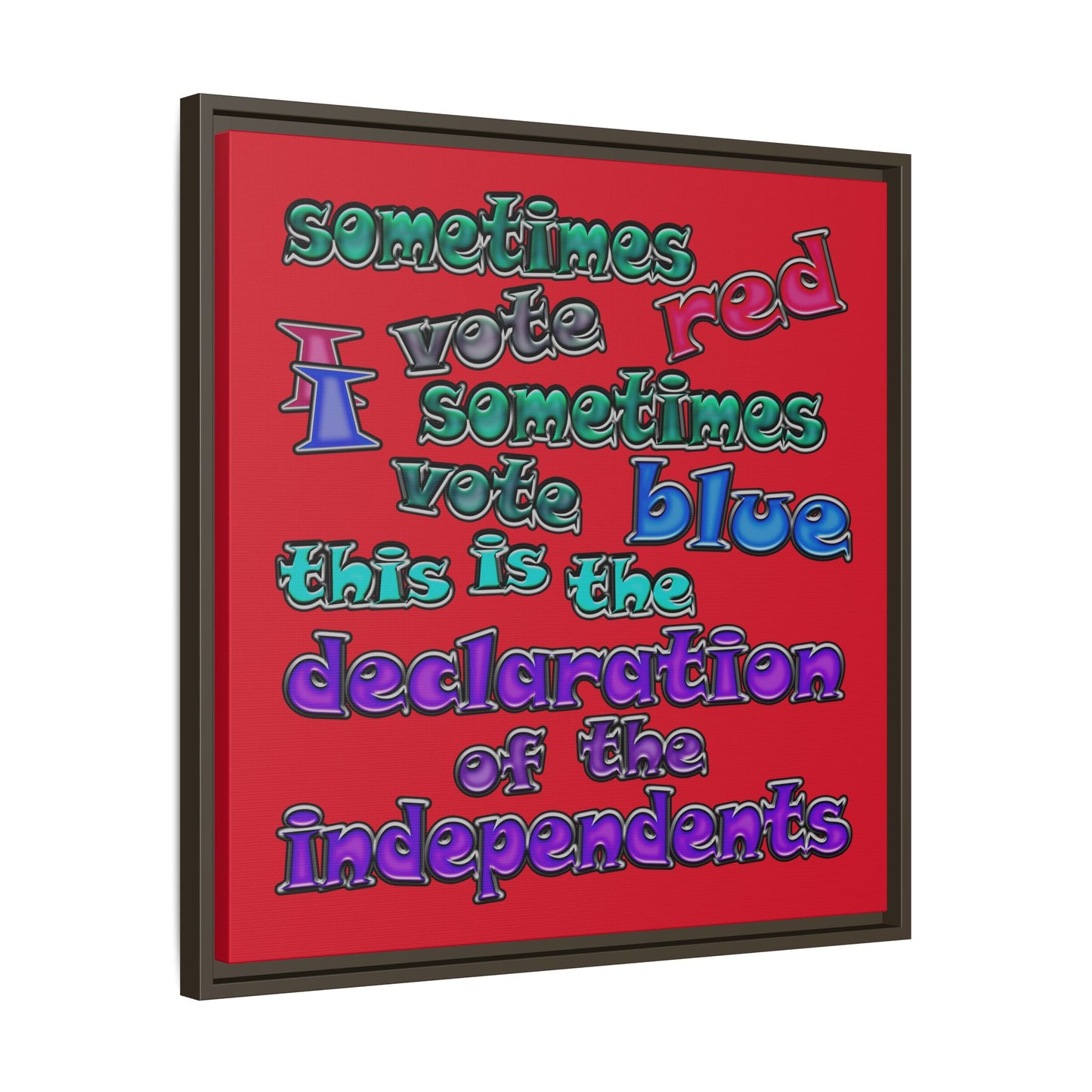 declaration of the independents - framed canvas art (dark red)