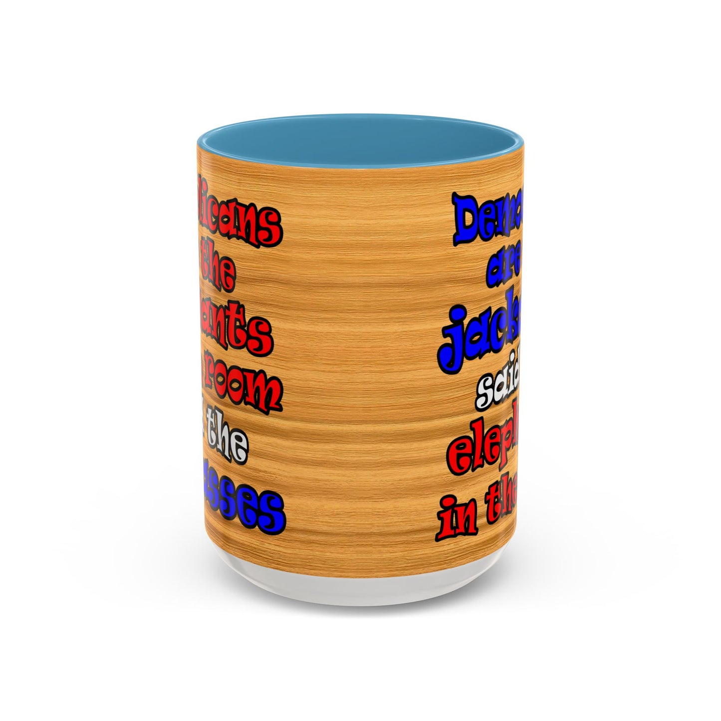 donkeys and elephants - Accent Mug (butterscotch wood finish)
