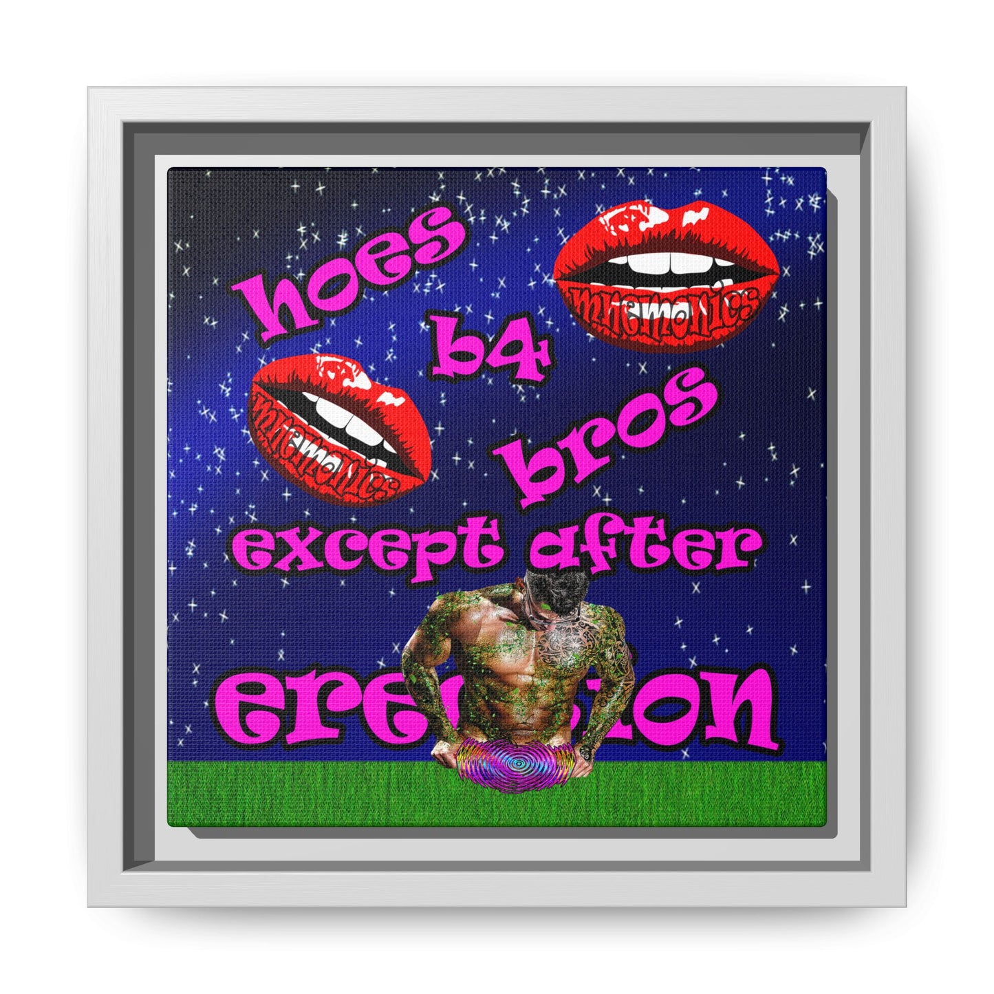 hoes b4 bros - framed canvas art ('snoops' background)
