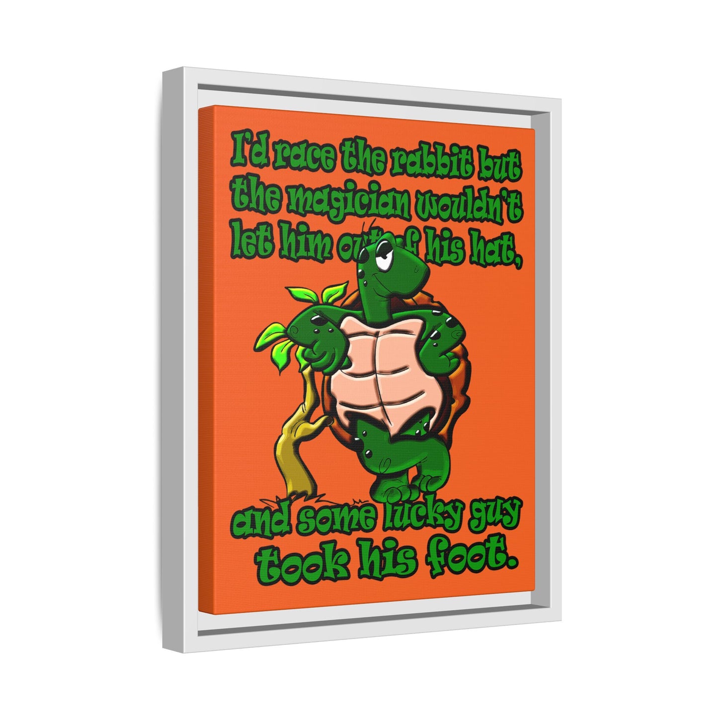 turtle race - framed canvas art (orange)