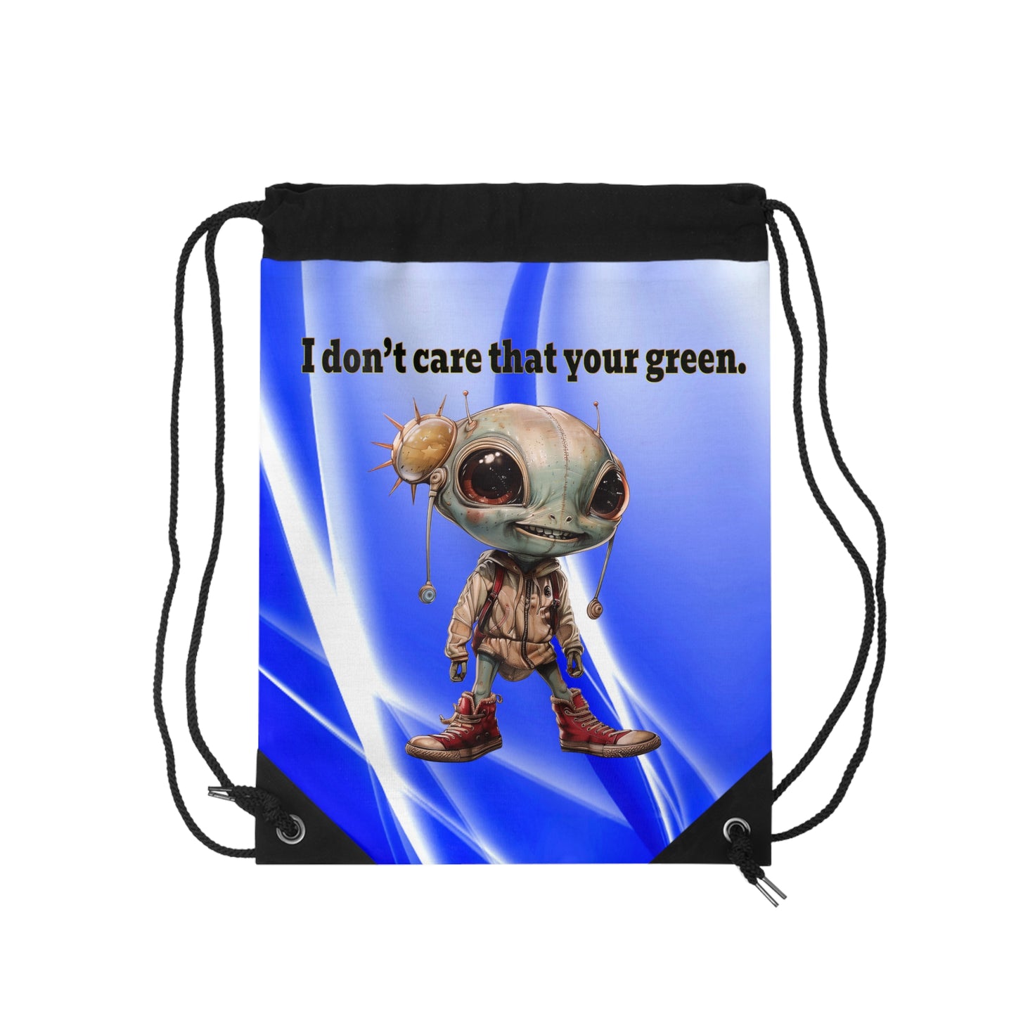 I don't care that your grey - Drawstring Bag (blue-white wave)
