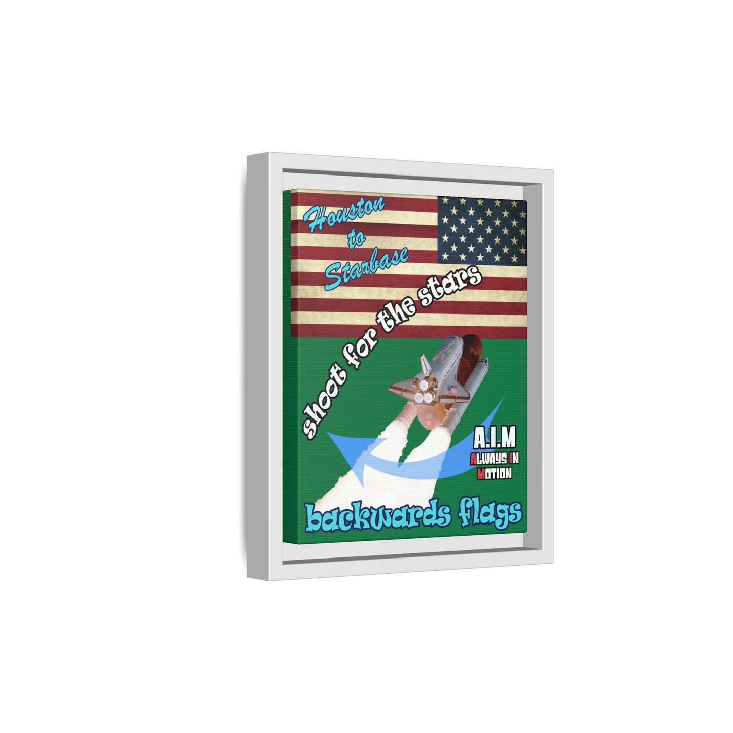 shoot for the stars - framed canvas art (dark green)