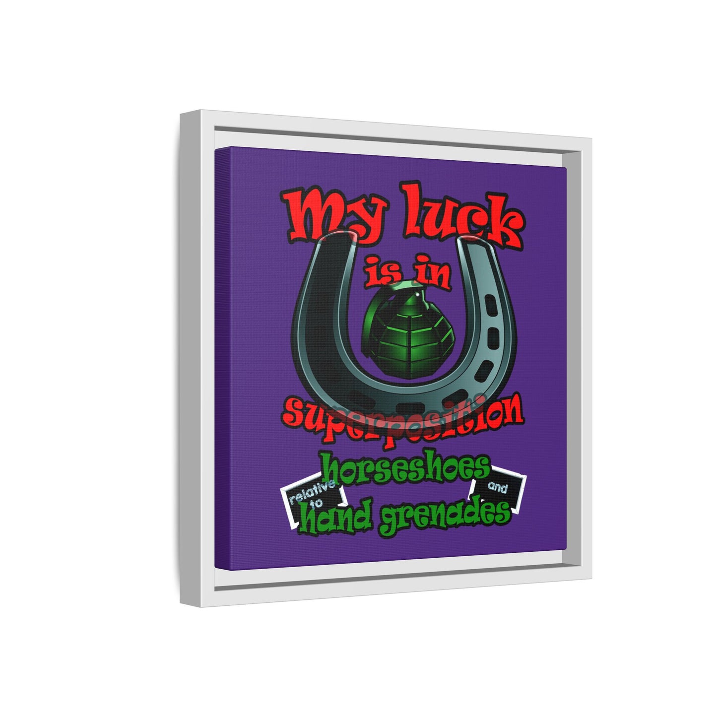my luck - framed canvas art (purple)