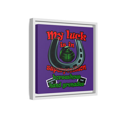 my luck - framed canvas art (purple)