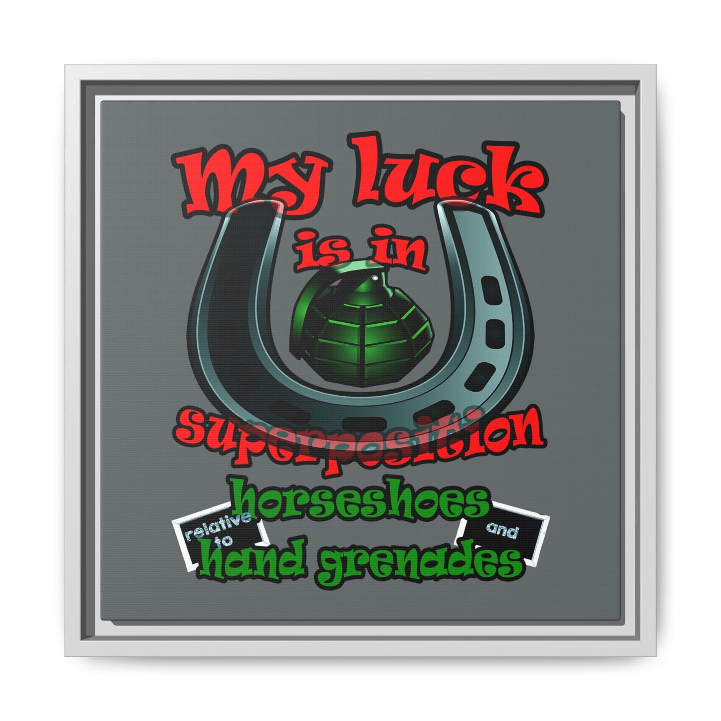 my luck - framed canvas art (dark grey)