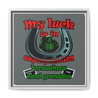 my luck - framed canvas art (dark grey)
