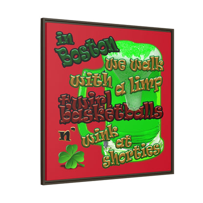 celtics logo - framed canvas art (dark red)