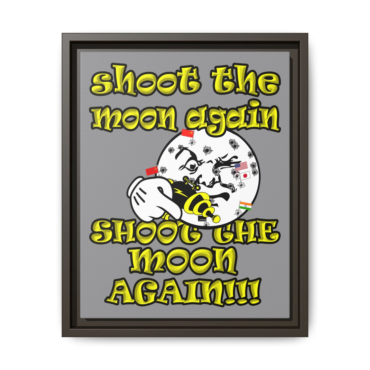 shoot the moon again - framed canvas art (grey)