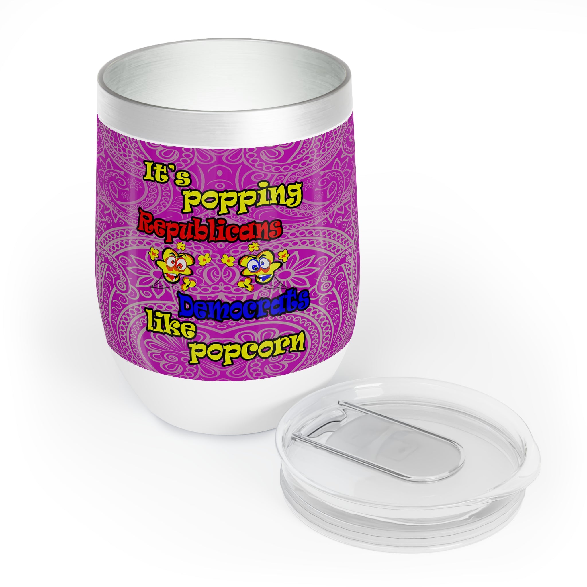popping like popcorn - Chill Wine Tumbler (pink swirl)