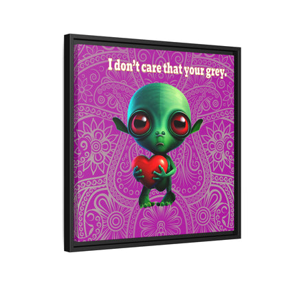 I don't care that your grey - framed canvas art (pink swirl)