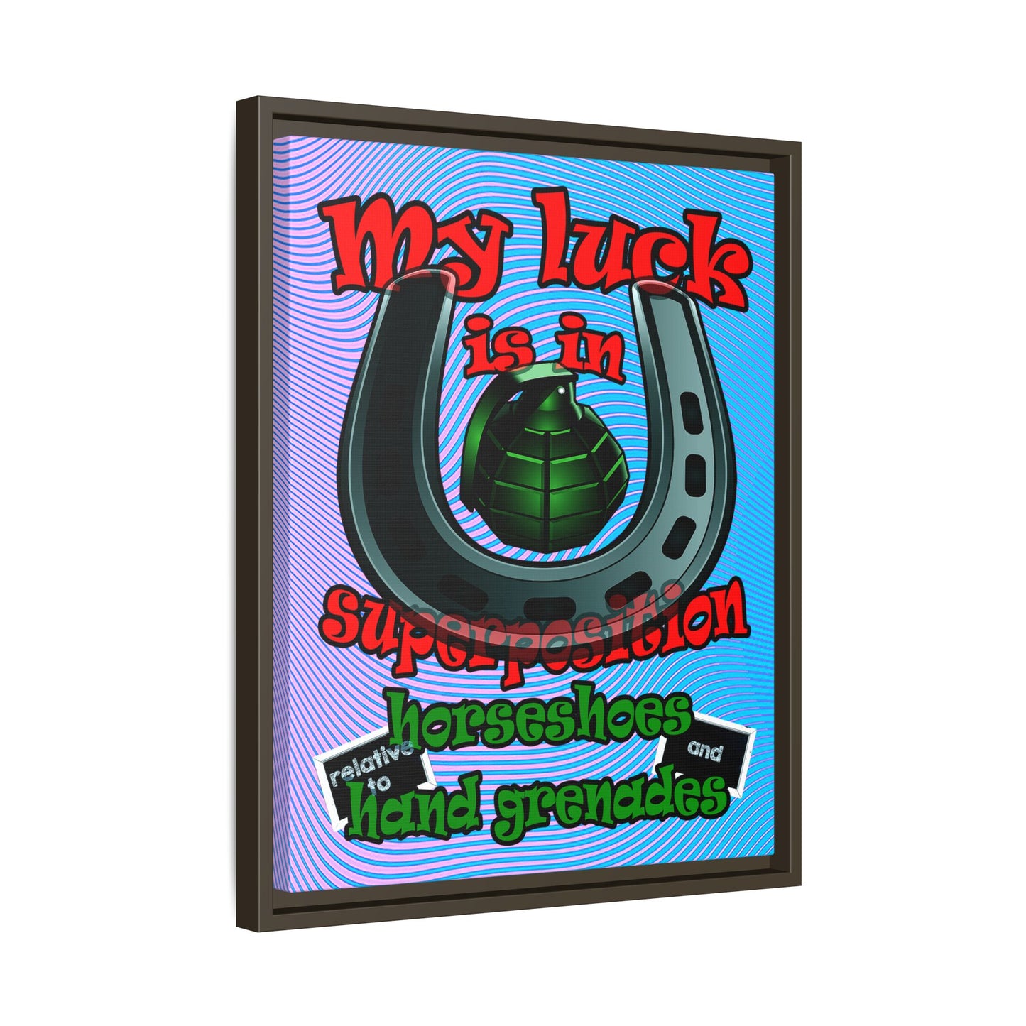 my luck - framed canvas art (light blue-purple wave)