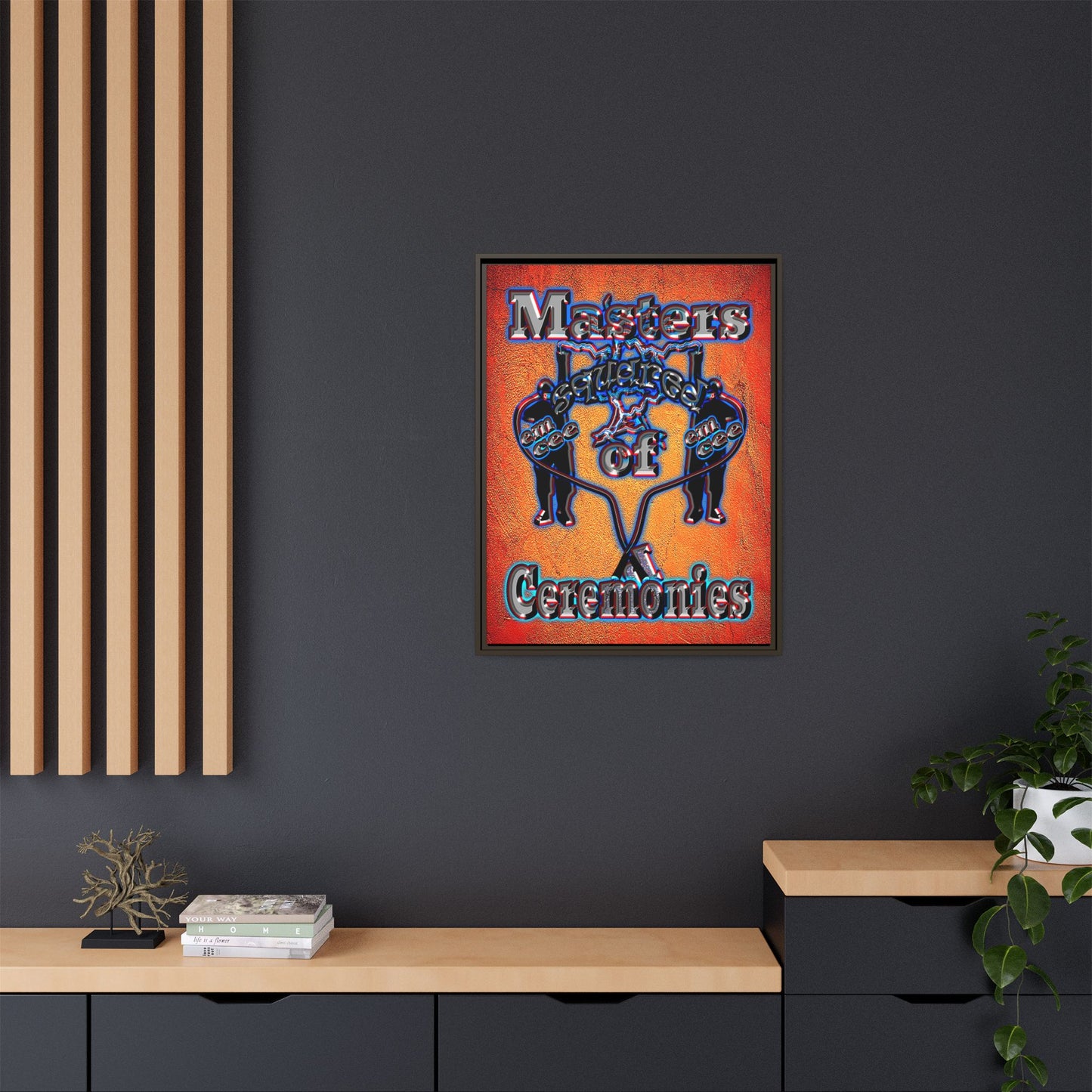 em cee squared - framed canvas art (burnt orange)