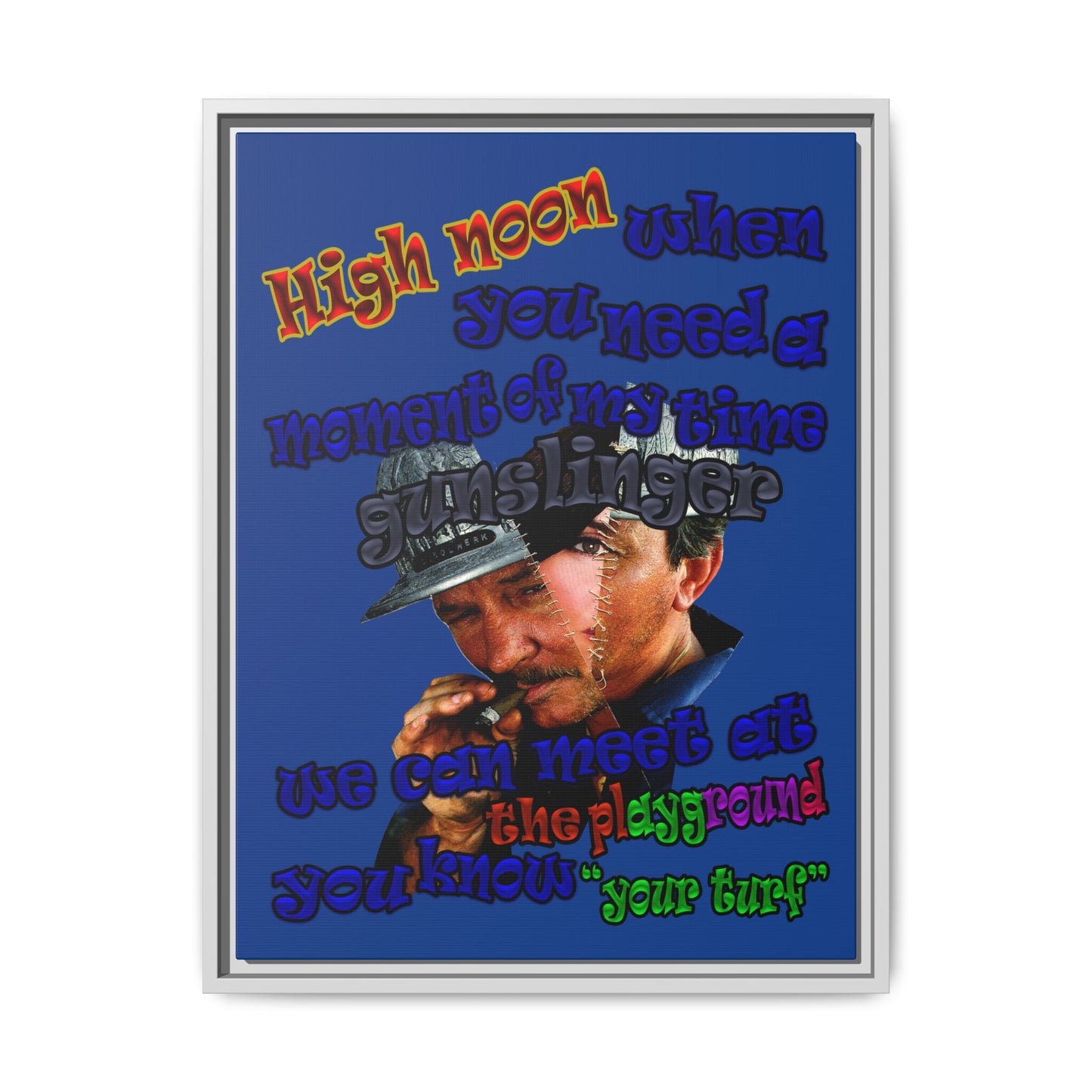 high noon - framed canvas art (dark blue)