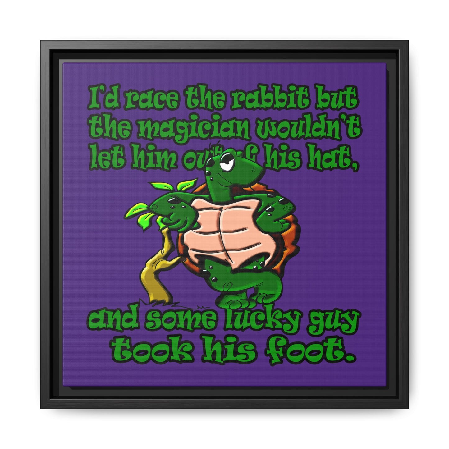 turtle race - framed canvas art (purple)
