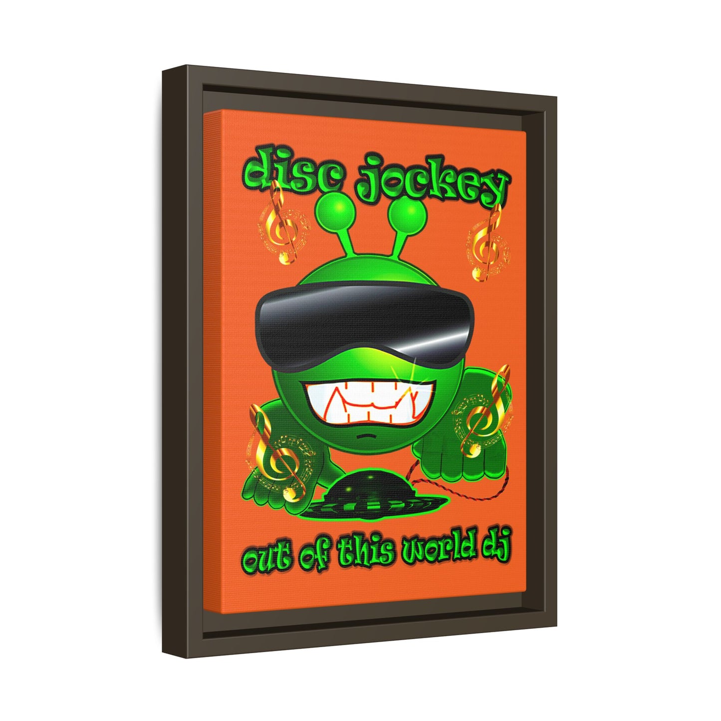 disc jockey - framed canvas art (orange)