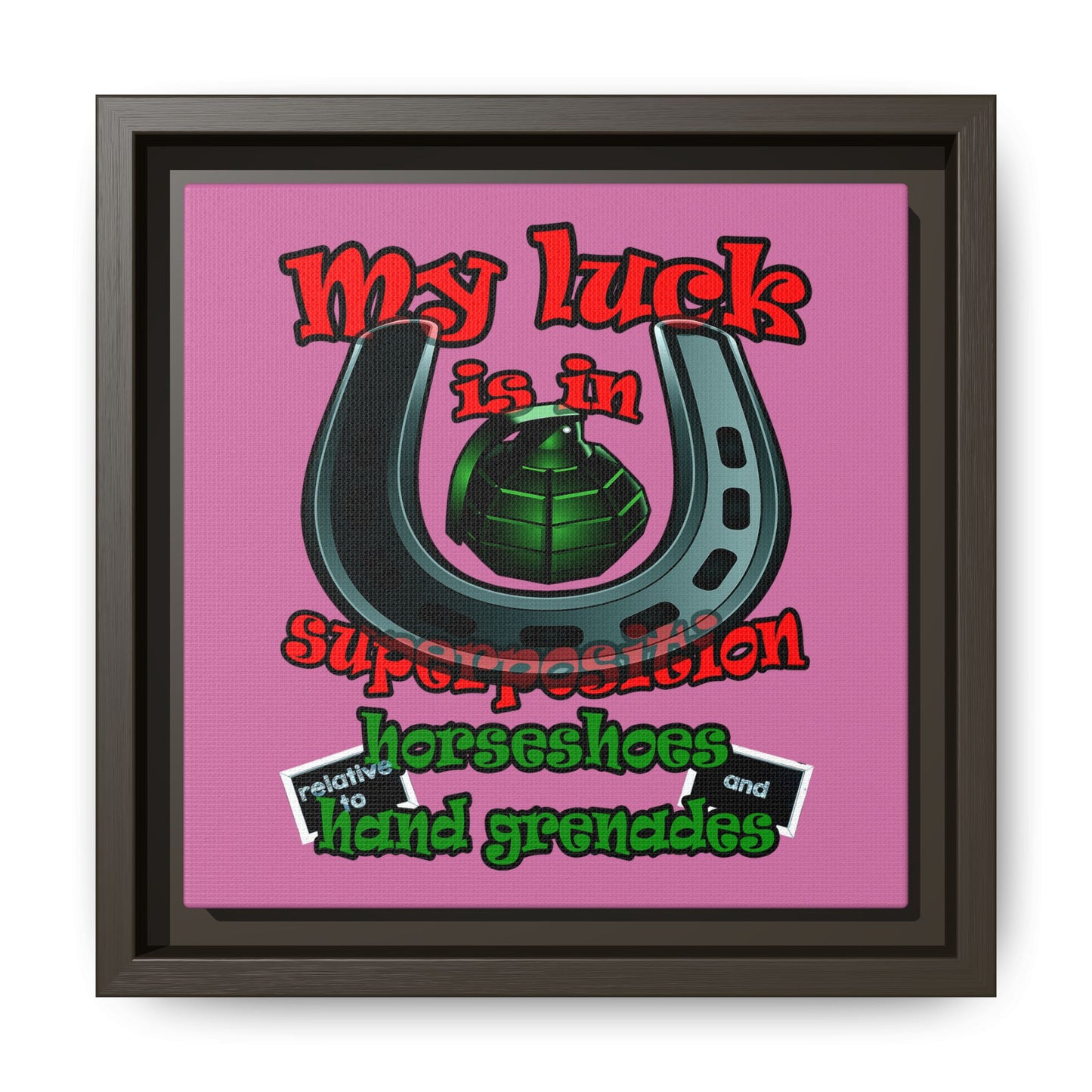 my luck - framed canvas art (light pink)