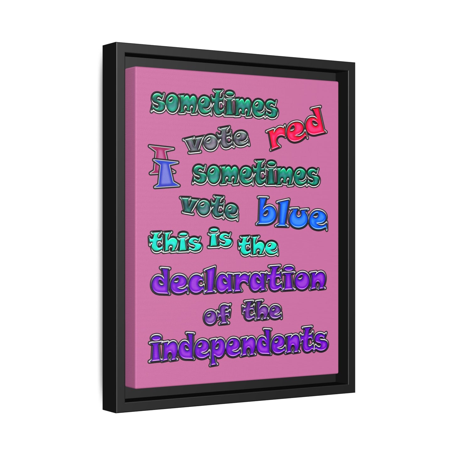 declaration of the independents - framed canvas art (light pink)
