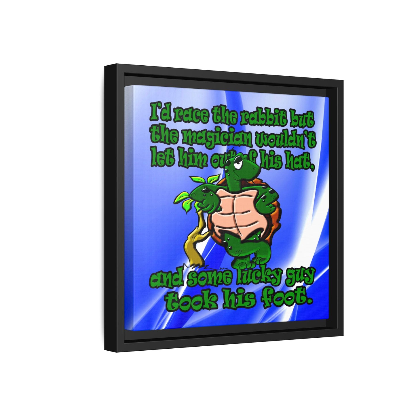 turtle race - framed canvas art (blue-white wave)