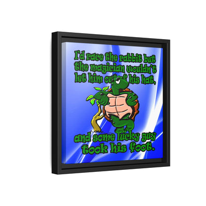 turtle race - framed canvas art (blue-white wave)
