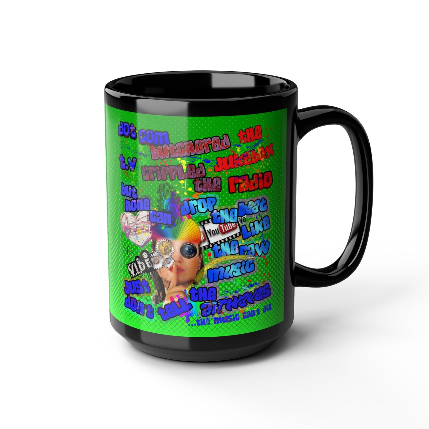 drop the beat - Black Mug (logo green)