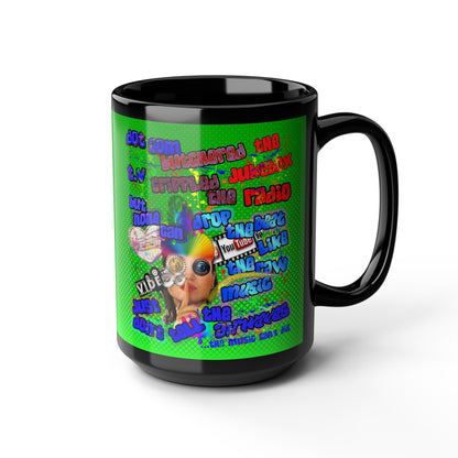 drop the beat - Black Mug (logo green)