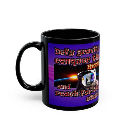 defy conquer reach - Black Mug (purple-pink wave)