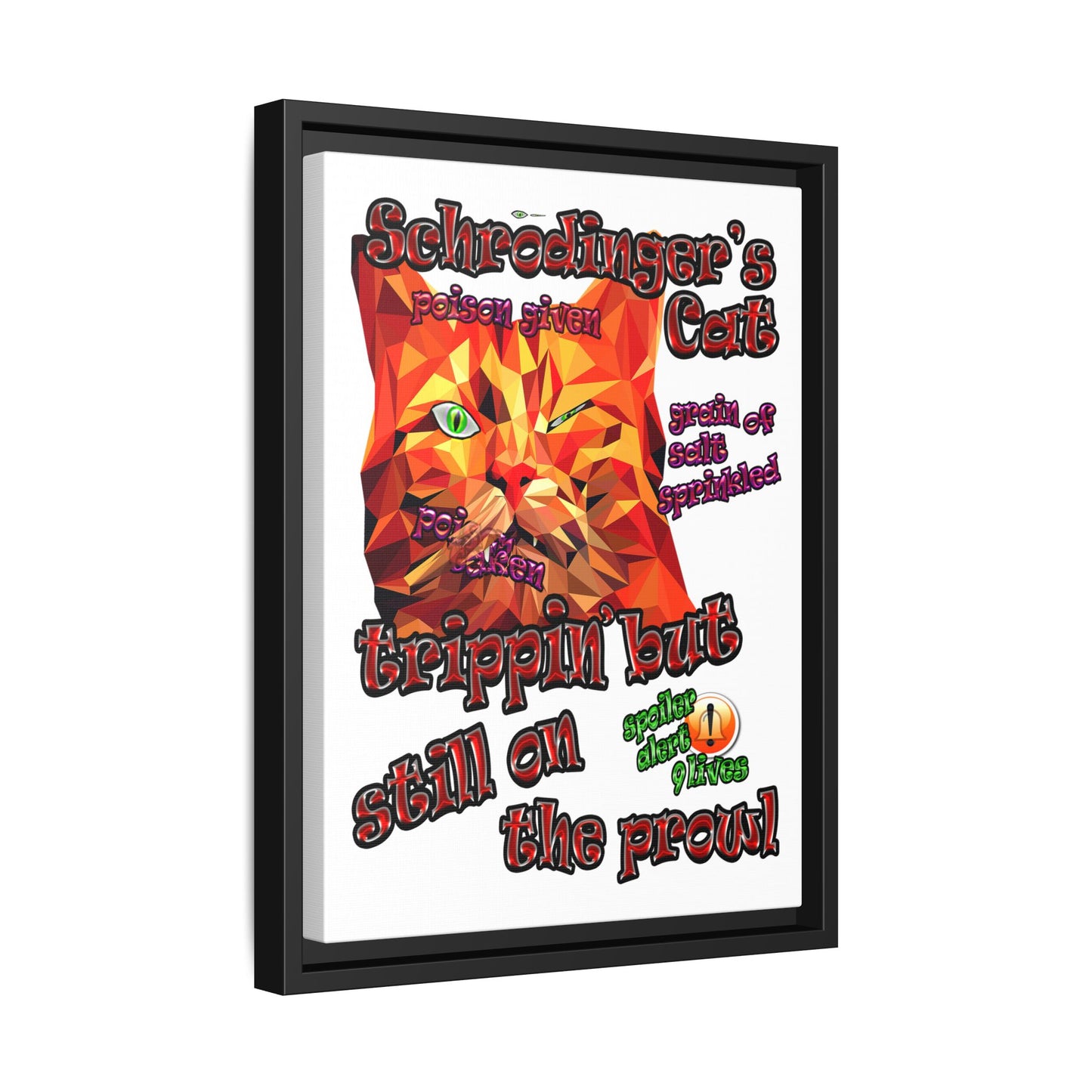 schrodinger's cat - framed canvas art (white)