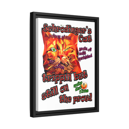 schrodinger's cat - framed canvas art (white)